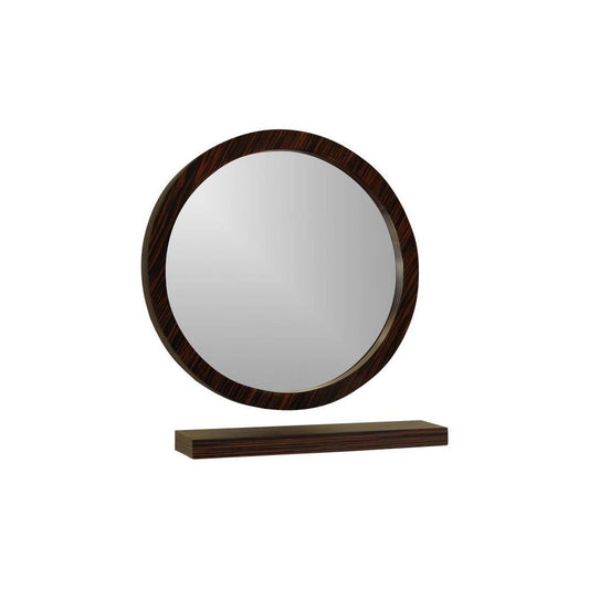 Bellaterra Home Bellaterra 21.7 in Round Mirror Wood Ebony Zebra 804338-MIRROR GQB8_M3MGS43