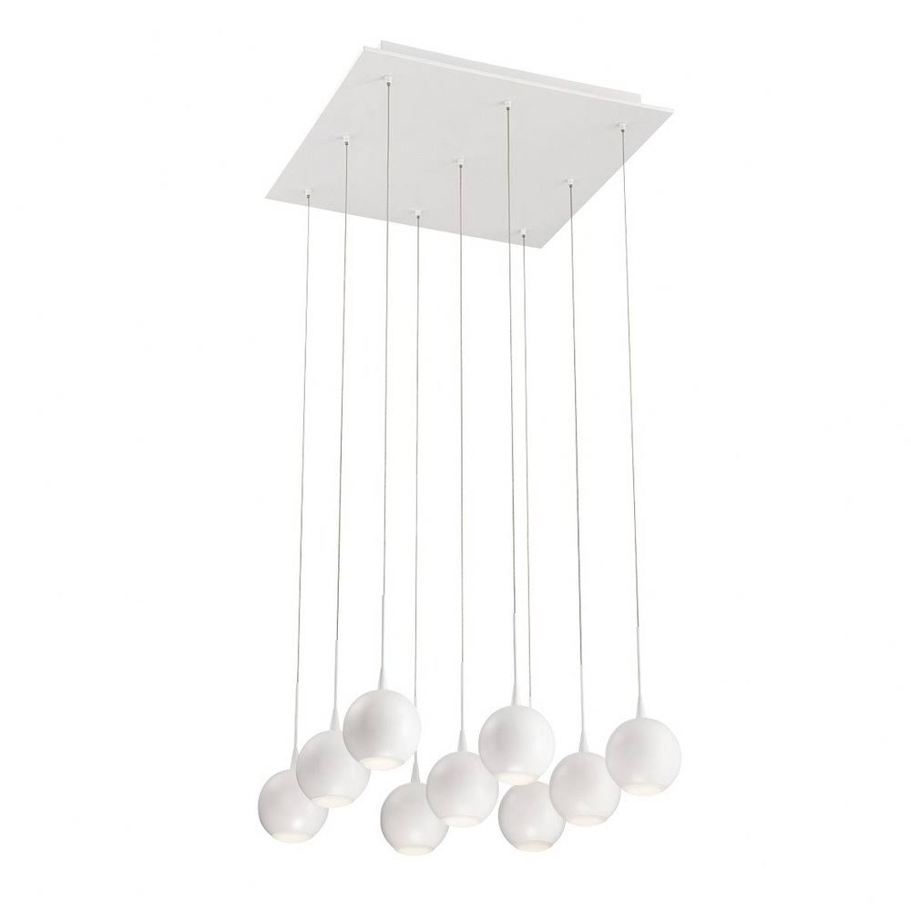 Contemporary 9-Light LED Chandelier with Frosted Acrylic - 4 x 18.5 Inches - Chandeliers Matte, White SKC6_M1ULN45