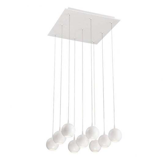 Contemporary 9-Light LED Chandelier with Frosted Acrylic - 4 x 18.5 Inches - Chandeliers Matte, White SKC6_M1ULN45