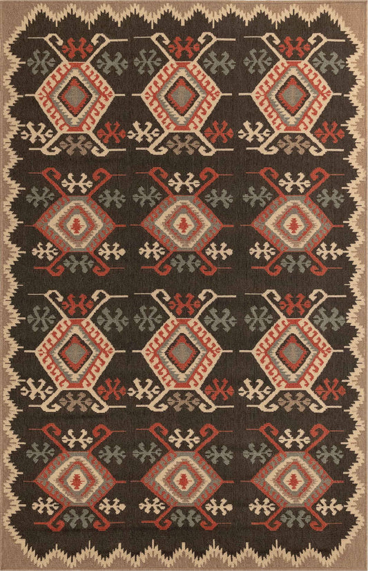 Liora Manne Riviera Kilim Indoor Outdoor Area Rug Black - 7&10x22 Square WXP0_W3MCJ21