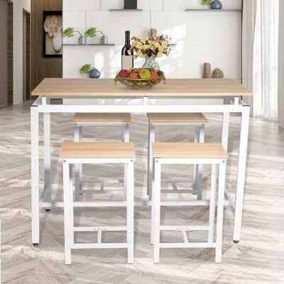 Albiery 5 - Piece Counter Height Dining Set Ebern Designs Color: Beige/White CKV1_T3HHU64