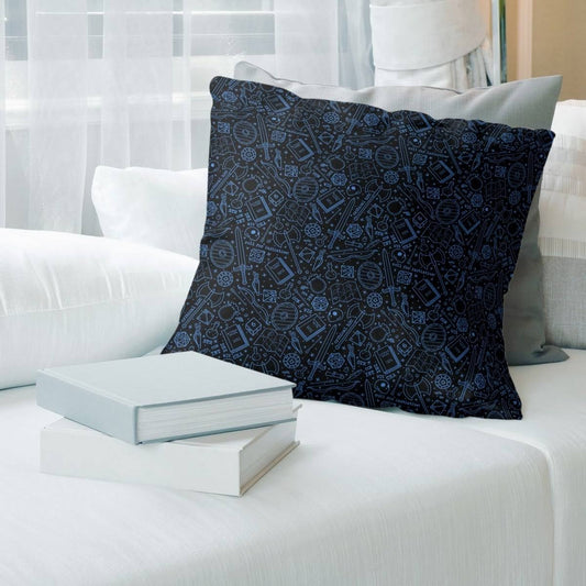 Cool Color Lines RPG Pattern Throw Pillow - 20 x 20 - Blue - Faux Suede NEL5_N4ABM44