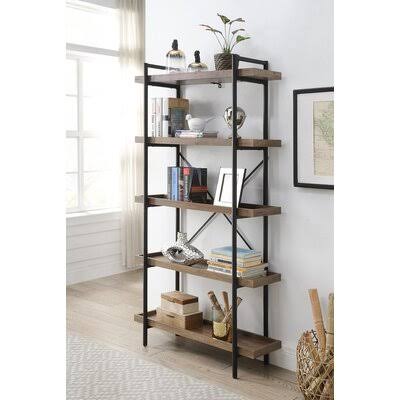 Osterley 68x22 H x 36x22 W Steel Etagere Bookcase 17 Stories Color: Rustic Oak MLB6_K7IHA45