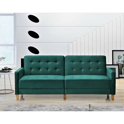 Talmadge 80x22 Velvet Square Arm Sofa Bed Corrigan Studio Fabric: Green XBP2_D0ILP49