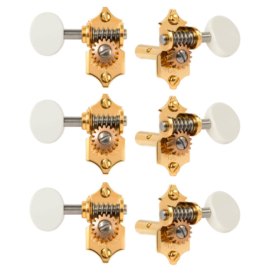 Waverly Guitar Tuners with White Knobs for Slotted Pegheads, Gold, 3L/3R CAP6_N5JLR96