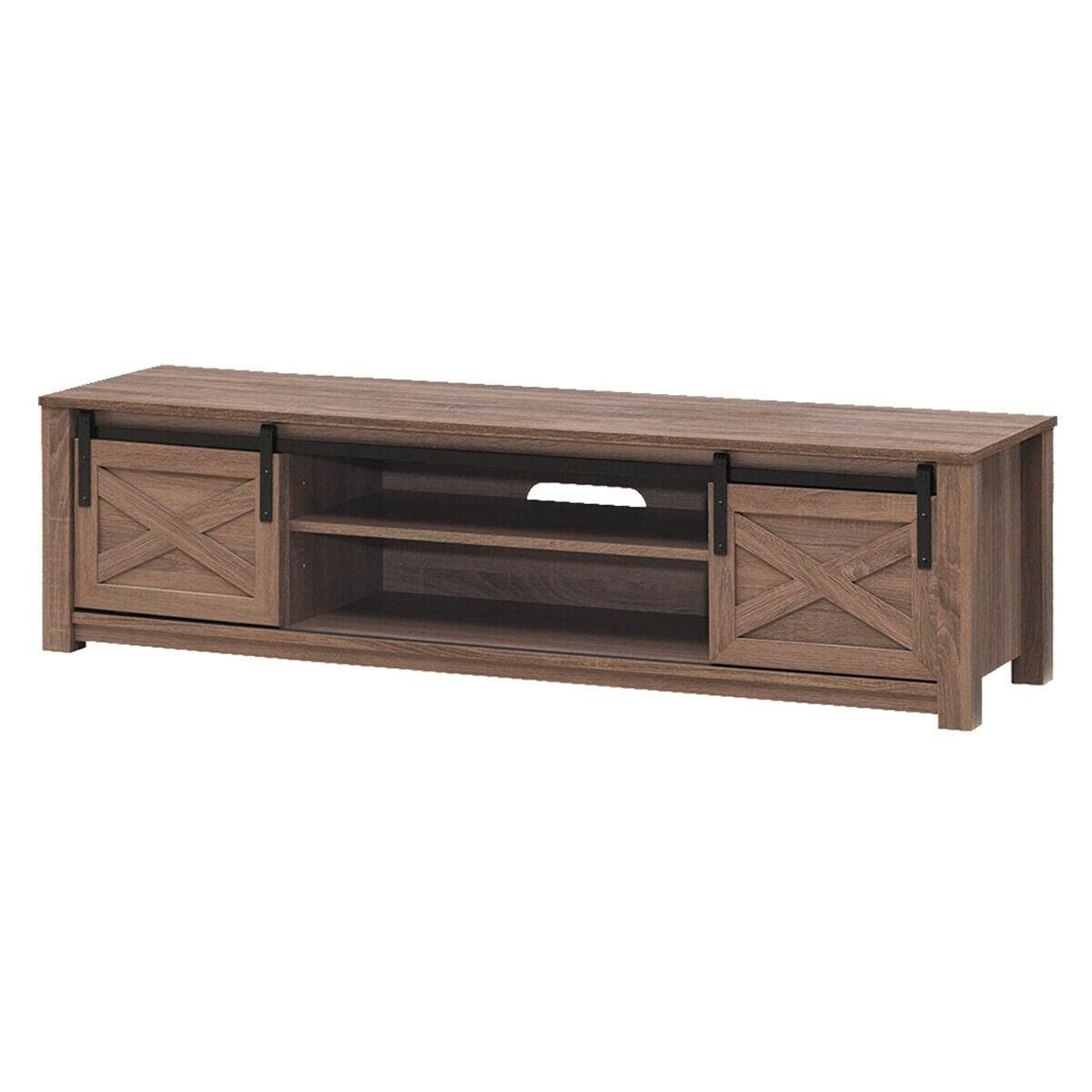 65x22 Flat Sliding Barn Door TV Stand - Coffee TKG6_D4RTB01