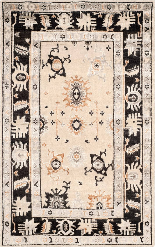 Safavieh Maharaja MHJ254 Beige/Charcoal 5& x 8& Area Rug SNO3_S4ILN13