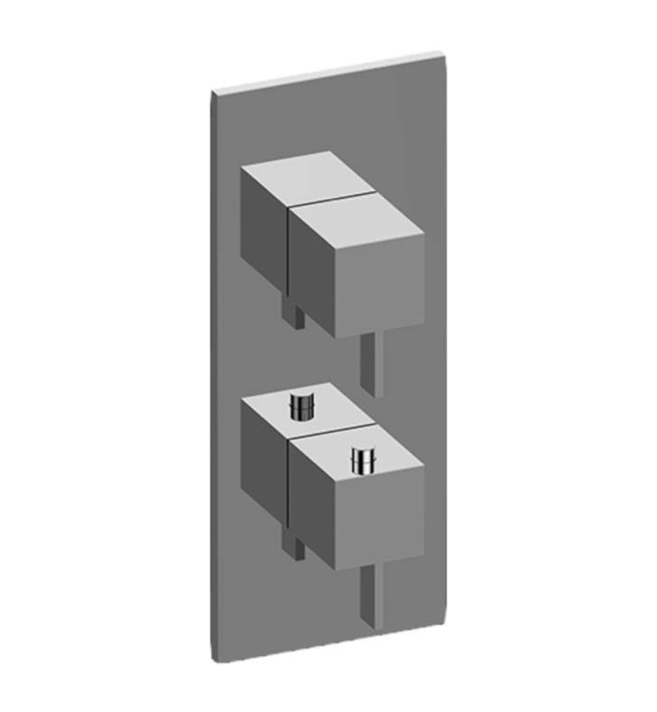 Graff M-Series 4x22 Two Hole Vertical Thermostatic Valve Square Trim Plate with Qubic Tre Handle in Polished Chrome, SKU: G-8048 ZQK8_T1FAY59