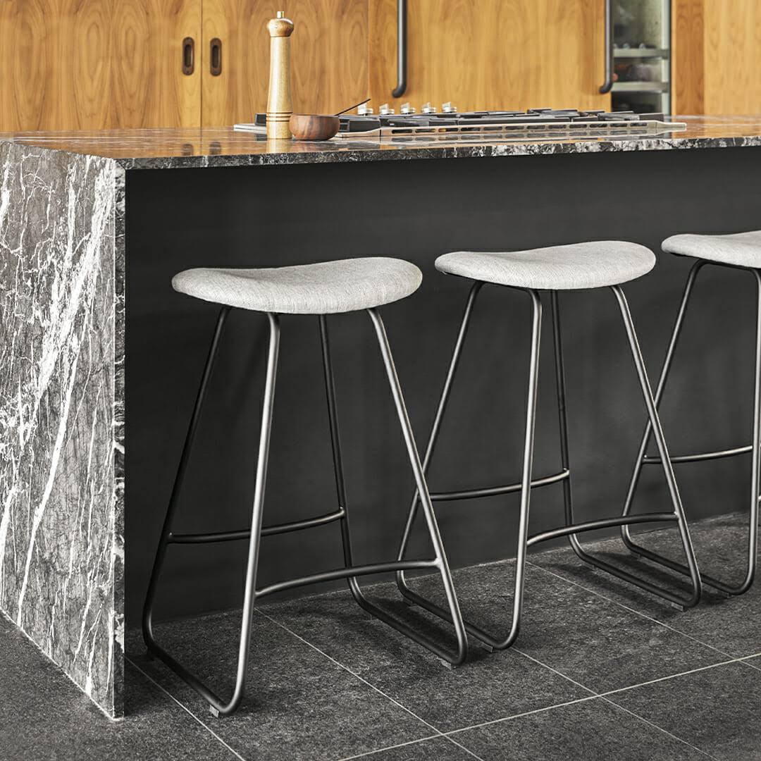 Gray Fabric Counter Stool, Black Metal Base | Article Para Modern Furniture SKU0_F2CBK47