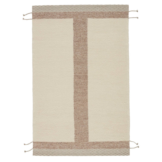 Hand-Woven Wool Cream Area Rug Ivory / Cream Rectangle 5 x 8 XLS5_T7AQG67