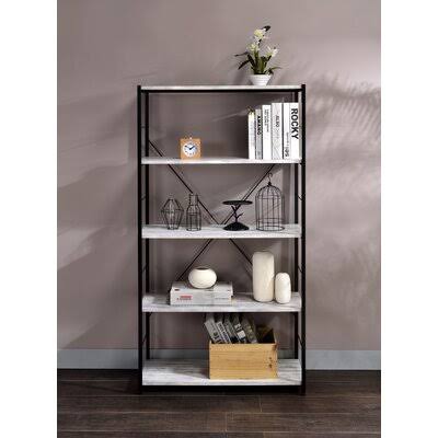 Modern Simplicity 4-Tier Shelf Rectangular for Bedroom Kitchen Living Room Oak 17 Stories Color: White/Black, Size: (5 Shelves)  GLL1_X0NLU55