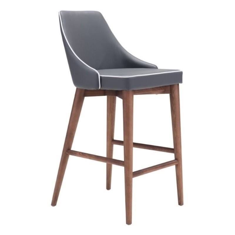 Maklaine 37x22 Faux Leather Bar Stool in Dark Gray - MK-673852 OAY0_E6YMB11