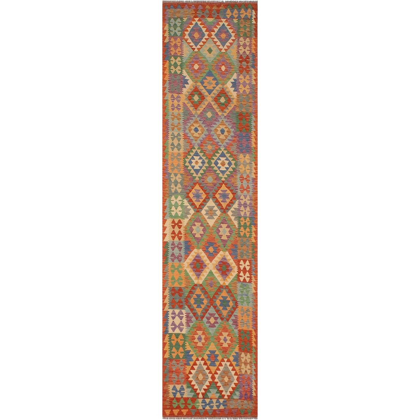 Geometric Kilim Kiesha Rust Blue Hand Woven Area Rugs EFY7_M2YXH16