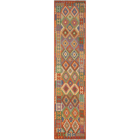 Geometric Kilim Kiesha Rust Blue Hand Woven Area Rugs EFY7_M2YXH16