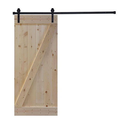 Akicon Paneled Wood Unfinished Barn Door with Hardware Kit - UF Series - 28x22 - Z2 TOL7_Q7PCX98