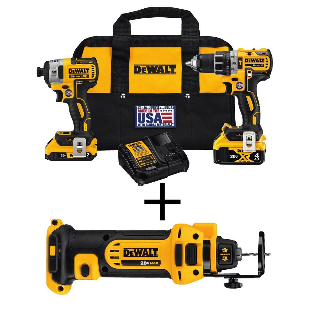 DeWalt 20-Volt Max XR Cordless Brushless Hammer Drill/Impact Combo Kit (2-Tool) with (1) 4.0Ah, (1) 2.0Ah Battery  Cut-Out AIS1_U2ZFV87