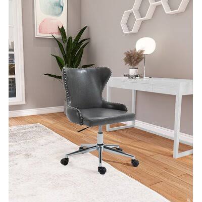 Mckayla Faux Leather Office Chair Willa Arlo Interiors Upholstery Color: Gray, Frame Color: Silver SNO6_W7ODJ96