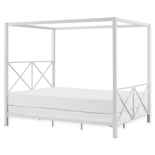 EveryRoom Reese Full Canopy Bed in White MPK5_B6VPV60