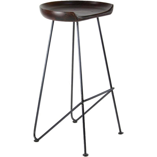 Leeds  Co 32x22H x 13.5x22W Brown Iron and Wood Rustic Stool - 504176 TVS2_V4NHF28