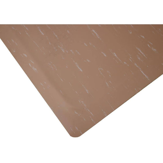 Rhino Anti-Fatigue Mats Marbleized Tile Top Anti-Fatigue Commercial 3 ft. x 17 ft. x 7/8 in. Brown DS Vinyl Mat ZUT3_C3SSZ81