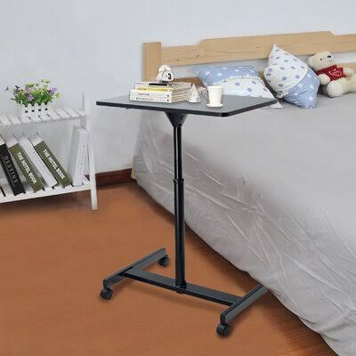 Laptop Desk Pneumatic Height Adjustable Sit and Stand Movable Laptop Desk Inbox Zero Color (Top): Black OID5_O0QIF34