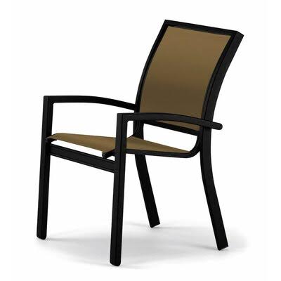 Kendall Stacking Patio Dining Chair Telescope Casual Frame Color: Textured Black, Seat Color: Pecan PAM9_R5VDM13