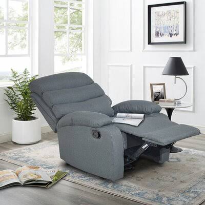 Lemay 30.2x22 Wide Manual Standard Recliner Industrial Lodge Home Upholstery Color: Dark Gray Linen Blend UPC3_S6XKM90