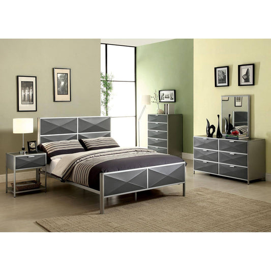 Furniture of America Bronx Metal Platform Bed - Silver and Dark Gray EFU7_X2HCG47