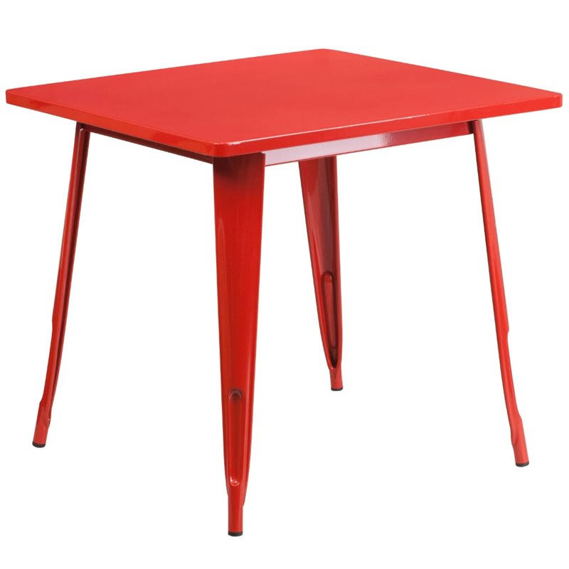 Bowery Hill 31.5x22 Square Metal Dining Table in Red - BH-4752-1521604 XUQ3_U9RRT43