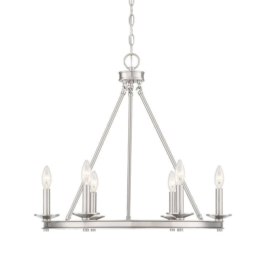 6 Light Wagon Wheel Chandelier in Satin Nickel 203144 APT3_U2LIS70