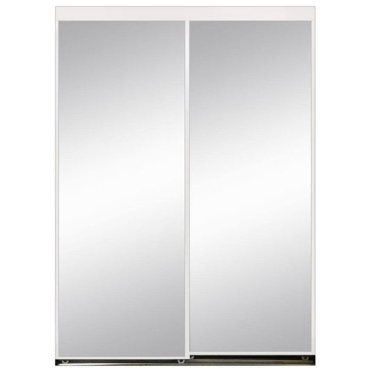 Custom Door and Mirror 36 in. x 80 in. Aluminum Framed Mirror Interior Closet Sliding Door with White Trim YCT3_O5YFE10