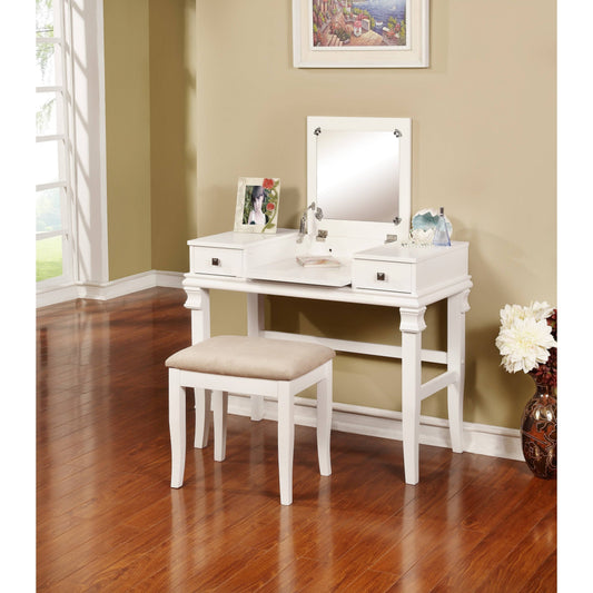 Copper Grove Orhei White Vanity Table, Stool, and Flip-Top Mirror Set - Angela White Vanity Set PMJ5_P9ZSQ10