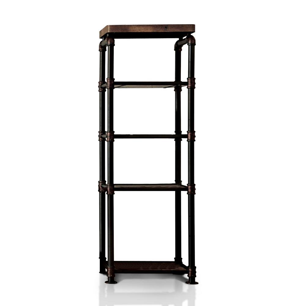 Furniture of America 62.5 in. Antique Black Metal 5-Shelf Etagere Bookcase with Open Back TLD9_C1CZM54