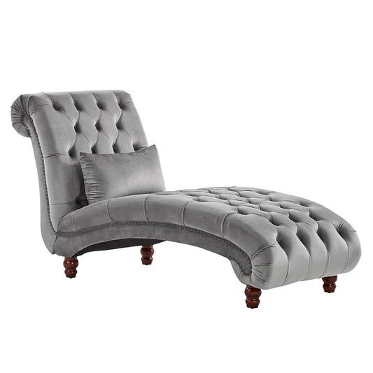 Weston Home Bowman Velvet Lounge Chair with Pillow Grey JXV4_Z1BHG90