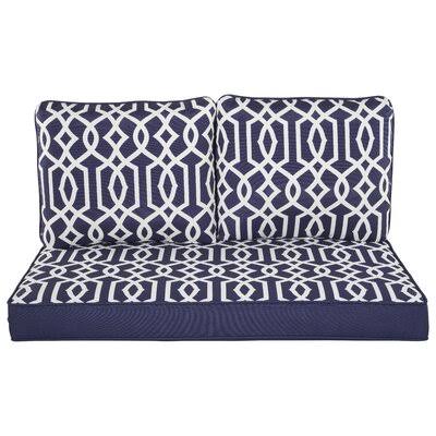 Outdoor Loveseat Cushion Arlmont  Co. Fabric: Navy, Size: 46x22 W x 26x22 D LDV1_T0NMC37