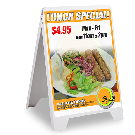 Double Side Sidewalk A-Frame Sign Sandwich Board PVC White Holds 22x22x31x22graphic Plastic Panels GBO8_A6HBO57