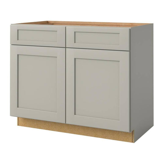 Allen + Roth Stonewall 42-in W x 34.5-in H x 24-in D Stone Maple Sink Base Semi-Custom Cabinet in Gray | 25420ST IWX7_N9IBW92