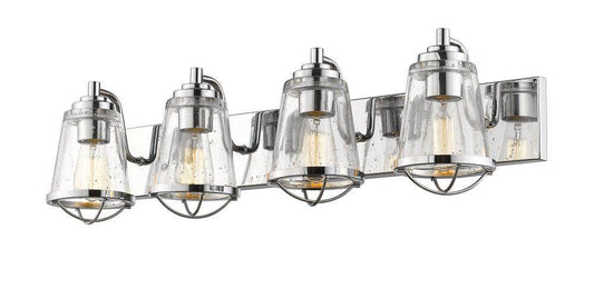 4 Light 32 inch Vanity Light in Chrome with Clear Seedy Glass Shade CQM4_N5JUB23