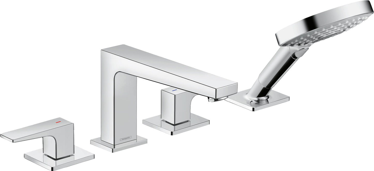 Hansgrohe 32557001 Metropol 4-Hole Roman Tub Set Trim with Lever Handles and Handshower, Chrome VJW2_D4YAF67