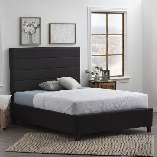 Brookside Upholstered Horizontal Channel Bed - Charcoal - Full CBJ2_P2ZRD86