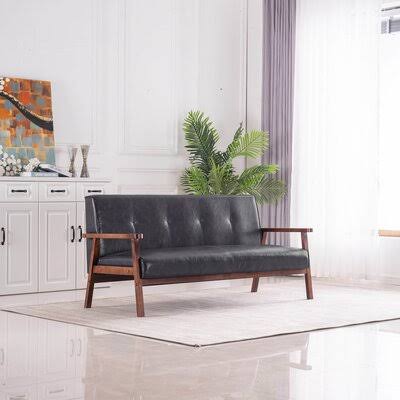 Talamantez 63.39x22 Faux Leather Square Arm Loveseat George Oliver FAU7_G9CVO15