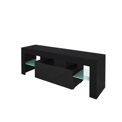 51x22 High Gloss TV Stand Unit Cabinet Console LED Table Ivy Bronx Color: Black YRJ2_M6ABL11