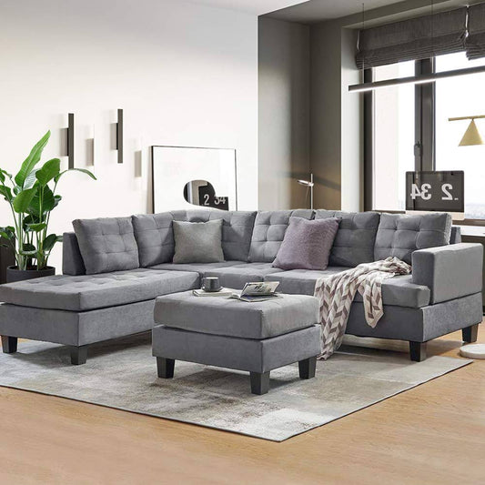 DKLGG Sectional Sofa Couch Modern L Shape Sleeper Couches with Reversible Chaise  Ottoman and Storage Ottoman for Living Ro LHZ4_E4SLX67