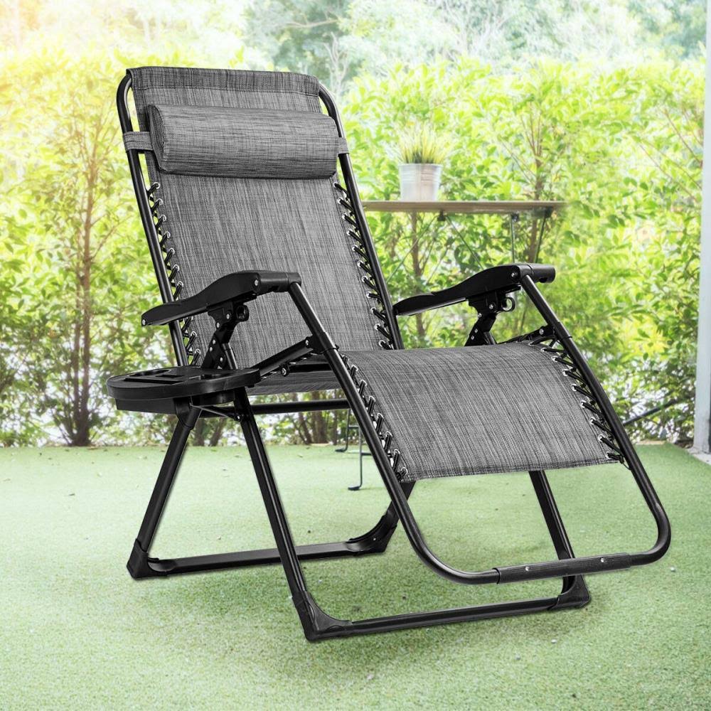 Clihome 1 Piece Gray Oversize Lounge Chair Patio Heavy Duty Folding Zero Gravity Recliner | CWCH-OP70265GR EDX3_Z3CNZ93