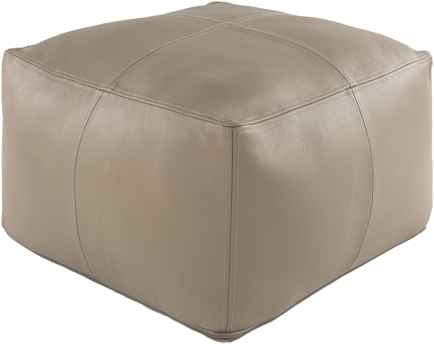 Handmade Home Traditional BHS-0096498 Taupe 22 by 22 inch Leather Pouf EUH2_B0VBC39